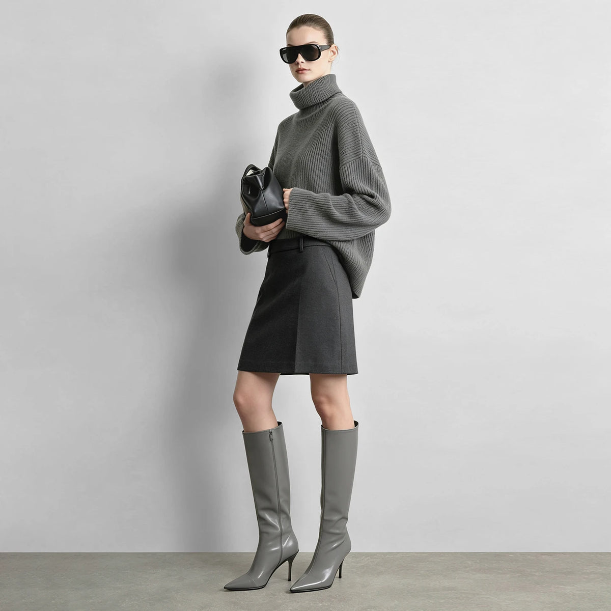 High Waist A-Line Skirt - Elegant Minimalist Commuter Wear