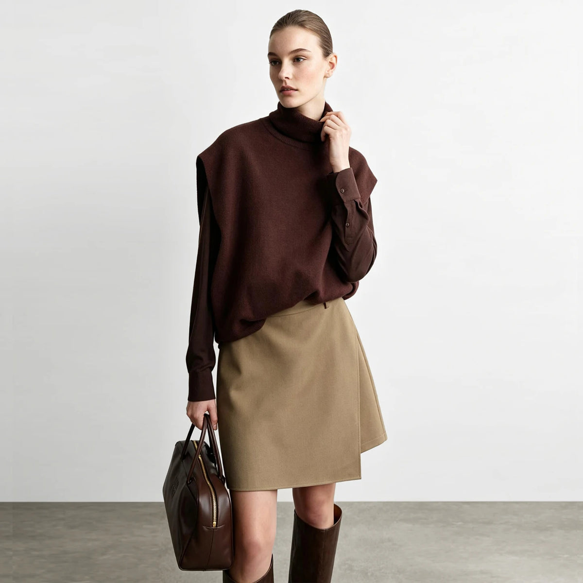 Asymmetric High Waist Midi Skirt - Casual A-Line Fashion