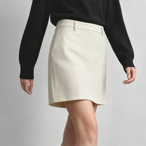 High Waist A-Line Skirt - Elegant Minimalist Commuter Wear